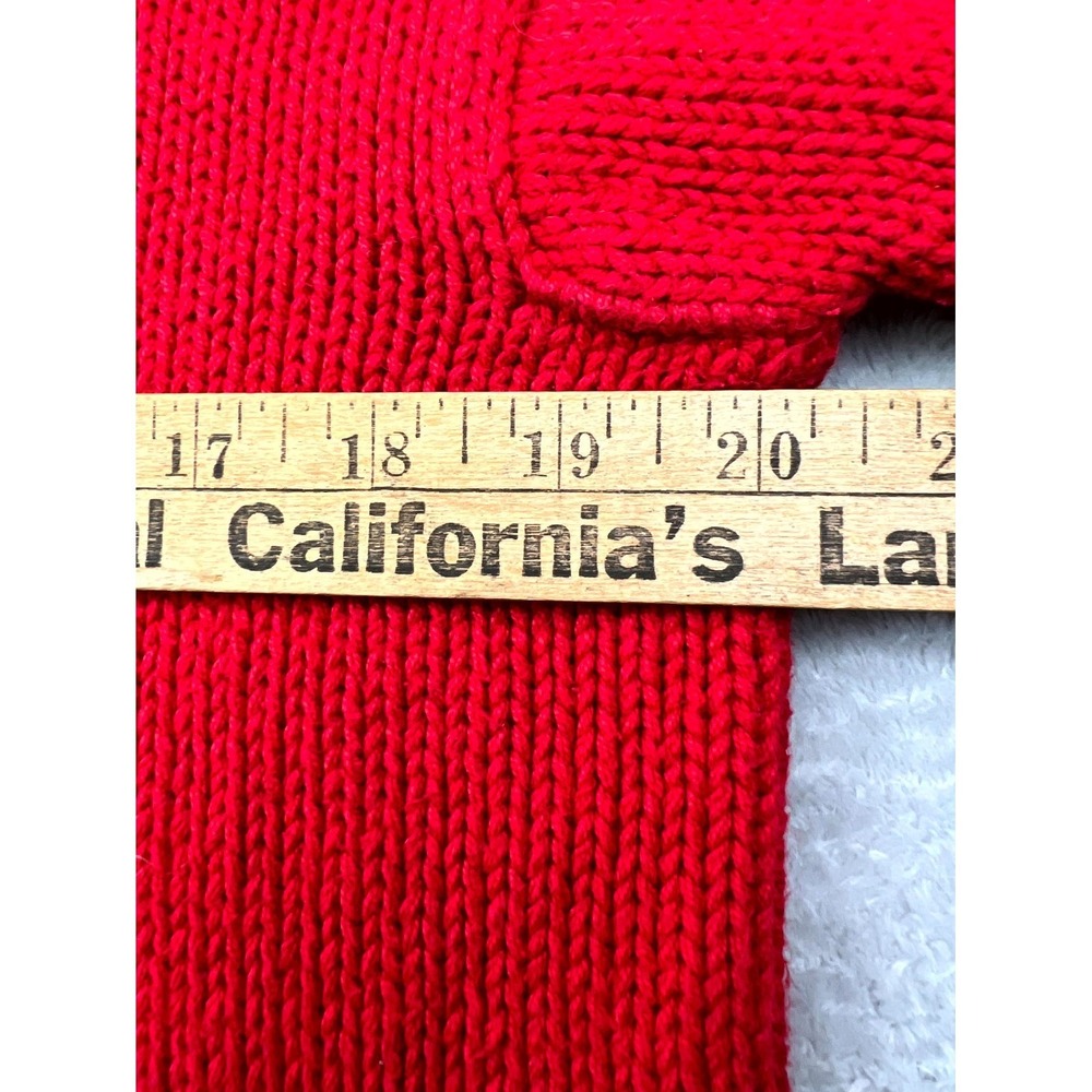 VTG Ralph Lauren Polo Jeans Co Sweater Womens M Red Knit Striped Cotton Hooded - Picture 6 of 8